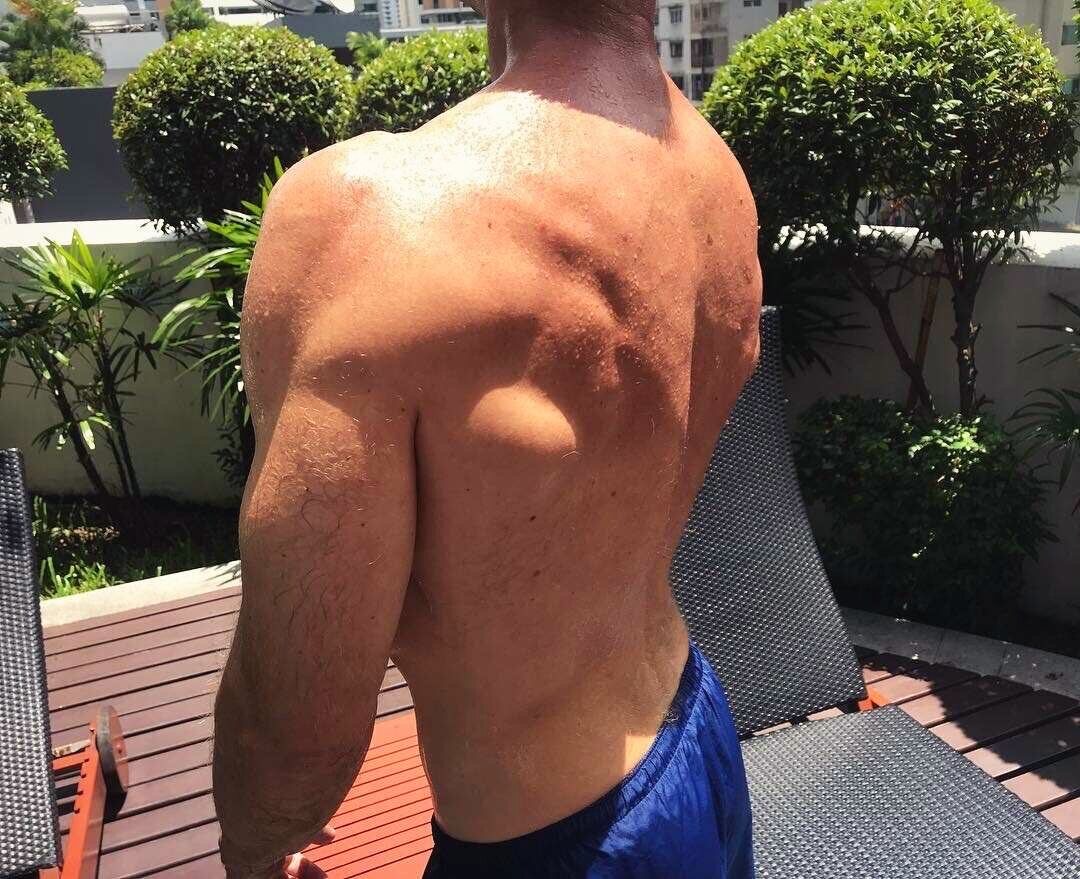 Rōnin's back and shoulders in the sun, his sixties